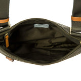 Bric's X-Bag 2.0 Urban Envelope Crossbody, Water-Resistant Recycled Nylon Bag with Tuscan Leather Details, Front Zip Pocket and Adjustable Shoulder Strap – One Size, Olive