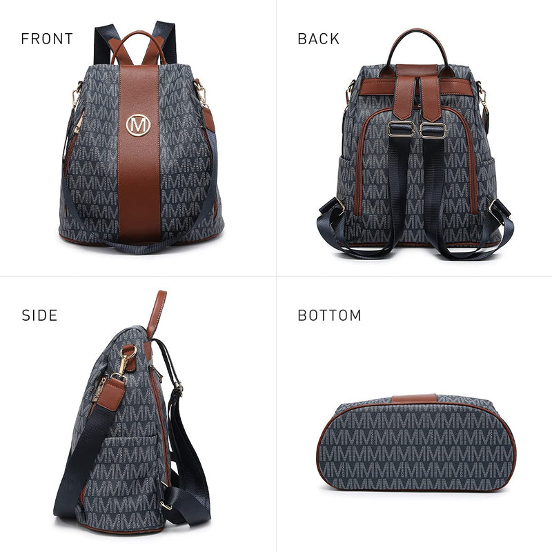 MKP COLLECTION Women Fashion Backpack Purse Multi Pockets Anti-Theft Rucksack Travel Shoulder Bag Handbag Set 2pcs