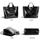 Lushandy PVC Tote Bag Women's Plastic Tote Purse Large Letters Print Hobo Handbag for Work, Beach, Gift (Black)