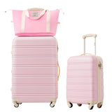 Merax Luggage sets of 2 Piece 20 28 IN Carry on Luggage Hard Case White Pink Luggage Expandable Checked Luggage Suitcase Set with Wheels