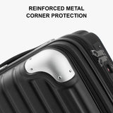 LEVEL8 Grace Hard Shell Carry on Luggage with Front Compartment, 20 Inch Expandable Suitcases with Wheels, Lightweight Carry-on Suitcase for Airplane, Tsa Lock, Black