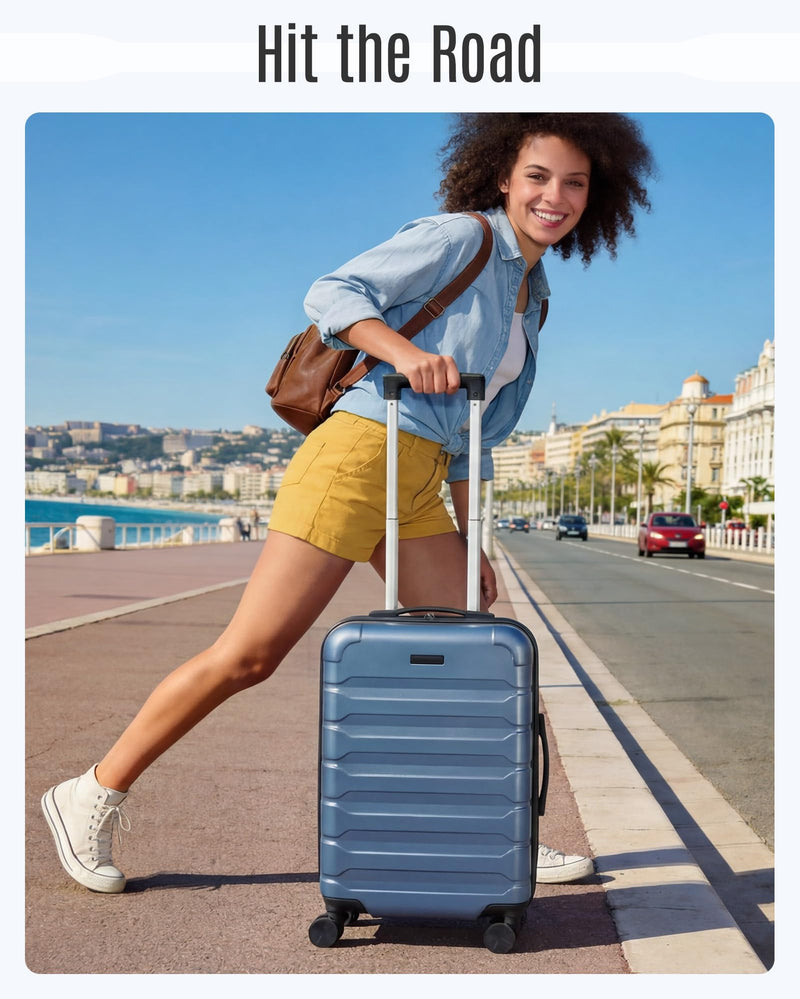 LIGHT FLIGHT Carry On Luggage 22x14x9 Airline Approved, Expandable Carry On Suitcases with Wheels, Lightweight Luggage, Durable Hard Shell 20 Inch Rolling Suit Case for Men Women Travel,Royal Blue