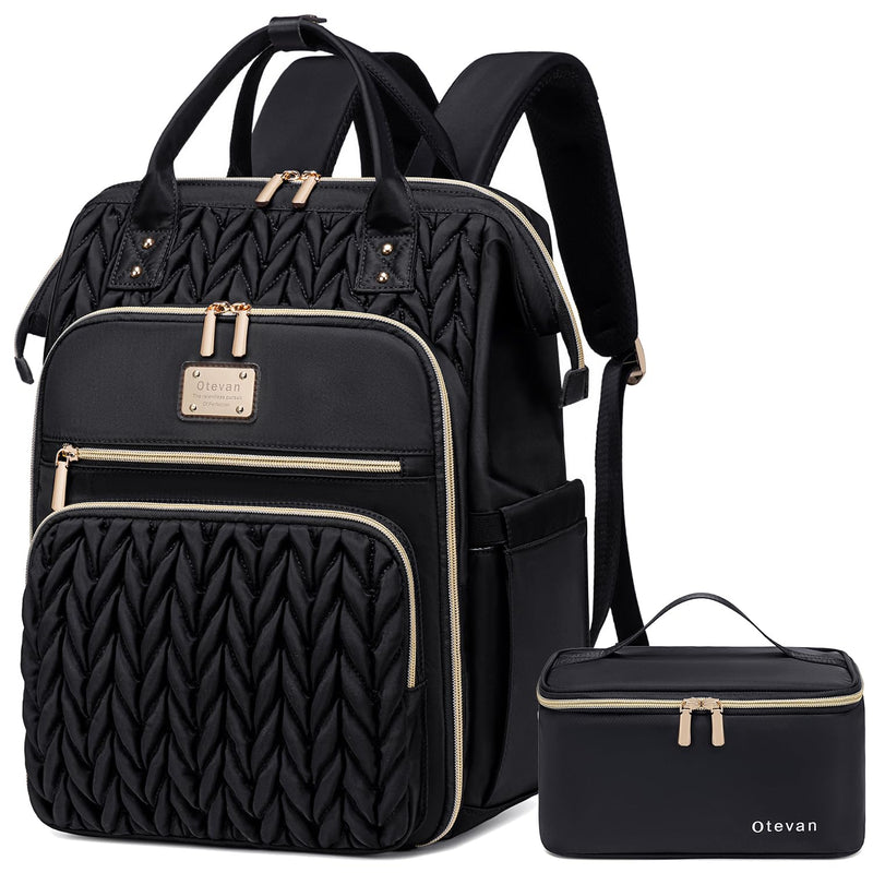 Otevan Lunch Backpack for Women, 15.6 inch Laptop Backpacks for Womens, Work Backpacks with Lunchbox,Insulated Back pack Cooler,Teacher Nurse Travel Backpack for Women