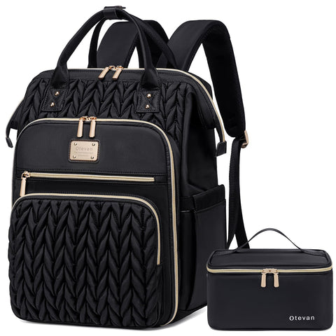 Otevan Lunch Backpack for Women, 15.6 inch Laptop Backpacks for Womens, Work Backpacks with Lunchbox,Insulated Back pack Cooler,Teacher Nurse Travel Backpack for Women