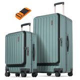 CENSIEN Luggage Sets 2 Pieces, 20 Inch Carry On Luggage and 29 Inch Checked Luggage with Spinner Wheels, Lightweight ABS+PC Hardshell Trunk Suitcases with Aluminum Frame, Top Opening (Green, 20/29)