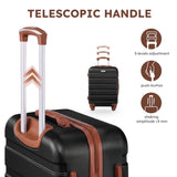 Suitour 4 Piece Luggage Sets, Hard Shell Suitcase Set with Spinner Wheels 16 20 24 28inch Travel Sets(Black Tan)