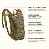 CamelBak Ambush Tactical Hydration Backpack with 100oz/3L Mil Spec Crux Reservoir Bladder - MOLLE, Multicam