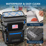 COOLREX Large Backpack Cooler 36 Can Cooler Backpack with 2 Insulated Compartments Leak Proof Waterproof Travel Backpack, Camping Beach Picnic Lunch Thermal Bag for Women and Men (Gray)