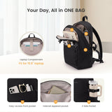 LOVEVOOK Everyday Backpack for Women, Chic Versatile Backpack with Water Bottle Pocket, Lightweight Waterproof Casual Daypack for City Work Commute, College, Travel & Gifts, Black-White-Brown