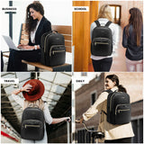 LOVEVOOK Laptop Backpack Purse for Women, Large Capacity Travel Computer Work Bag, Faux PU Leather Quilted Casual Nurse Backpack for Womens, Fit 15.6 Inch Laptop with USB Port, Black