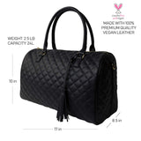 Womens Quilted Weekender Duffle Carry Bags Overnight Travel Handbag Shoulder Tote Trolley Handle Luggage TSA Approved Bag Quad Duffle 43 (Black-03)