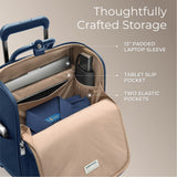 Briggs & Riley Wheeled Cabin Bag - Carry On Luggage for Travel, Suitcases with Wheels, Softside Rolling Bag for Men & Women, Interlocking Handle, Fits up to 13" Laptop - Rhapsody Collection, Navy