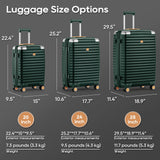 Joyway Hard Shell Luggage Sets 3 Pieces with Spinner Wheels, Lightweight Suitcase Set with Tsa Lock and Corner Protectors, Suitable for Travel Women and Men (Green, 20''/24''/28'')