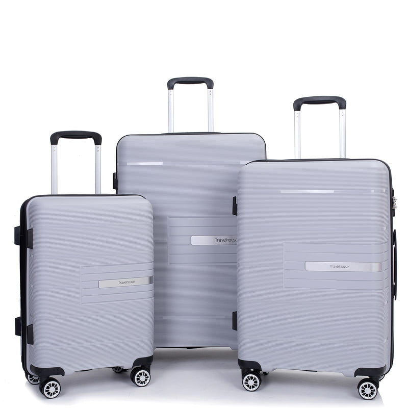 Tripcomp Luggage 3 Piece Sets Suitcase Set with Double Spinner Wheels, Lightweight Carry On Hardside Travel Luggage with TSA Lock, (20/24/28) (Silver)