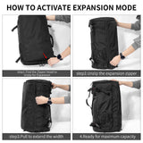 YOUMIAN Large Capacity For Travel Hiking Sports Carry On Backpack Durable Convertible Duffle Bag Laptop airplane (black, 60L-Large)