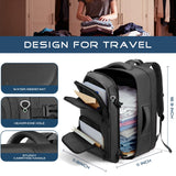 Fxcelets Travel Backpack, Expandable Carry on Backpack for Men, TSA 17.3 inch Laptop Bag Flight Approved, Lightweight Business Luggage Bag, Travel Gifts for Men Women, Black