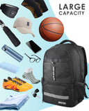 BROTOU Basketball Backpack, Large Basketball Bag with Shoes and Ball Compartment, Soccer Backpacks for Football/Volleyball (Black)