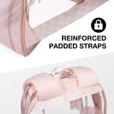 LIGHT FLIGHT Large Clear Backpack with Reinforced Padded Straps Heavy Duty PVC Transparent Backpack See Through Bookbags for Work, Travel, Pink