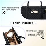 LOVEVOOK Laptop Bags for Women, 15.6 inch Waterproof Work Tote Bag with Clutch, Professional Teacher Computer Purse Lightweight Shoulder Bag Travel, Quilted Black