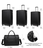 feilario Plaid PU Leather Softshell Luggage Set - 4-Piece Expandable Suitcases with Spinner Wheels - Includes Large Travel Bag, 20-Inch Carry On, 24-Inch & 28-Inch Suitcases
