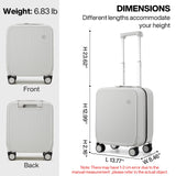 mixi Underseat Carry on Luggage 16 Inch Hardshell PC Suitcase with Spinner Wheels TSA Lock for Travel, Smoke White