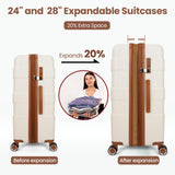 TILYMOL Luggage Sets 3 Piece with Spinner Wheel, Hardside Suitcase Set with TSA Lock, Expandable Lightweight Travel Luggage for Men and Women, White