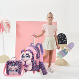 Meetbelify Rolling Backpack for Girls Backpack with Wheels for Elementary Student Kids School Bag with Lunch Box Pencil Case for Girls Ages 6-8 Years Old