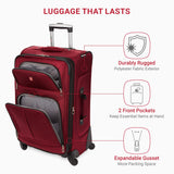 SwissGear Sion Softside Expandable Luggage – Medium Checked Suitcase with 360 Degree Wheels & Retractable Handle – 25 Inch, Perfect for 1-7 Night Trips – Burgundy