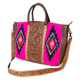 American Darling Tote Hand Tooled Saddle Blanket Genuine Leather Western Women Bag Handbag