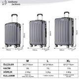 ANTHONY JACKSON 3 Piece ABS Luggage Set – Lightweight Suitcases with Spinner Wheels – 3 Different Sizes – TSA Lock – Hard Shell Travel Luggage for Men & Women