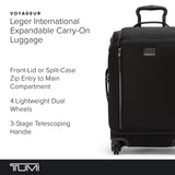 TUMI - Voyageur Leger 4 Wheeled Luggage - Women's Lightweight and Spacious, Sleek Silhouette, Durable Premium Suitcase - 21.8" International Expandable Carry-On, Black with Gunmetal Hardware