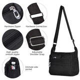 NOTAG Crossbody Bag for Women Waterproof Shoulder Bag Messenger Handbags Casual Nylon Purse Handbag (Large, Black)