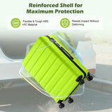 AnyZip Suitcase, 20" Carry On Luggage 14" Mini Cosmetic Cases Luggage Sets Hardside PC ABS Lightweight USB Suitcase with Wheels TSA (2 Piece Set 14/20, AppleGreen)