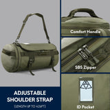 Haimont 45L Gym Duffle Backpack Bag Convertible Travel Duffle with Shoes Compartment for Men Women with Straps, Water-resistant, Army Green