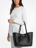 Michael Kors Women's Emilia Large Tote, Black/Pebbled Leather, One Size