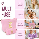 mibasies 2 PCS Initial Makeup Bags for Women: Cosmetic Bag for Travel Toiletry - Personalized Cute Makeup Pouch - Gifts for Grilfriend Wife Moms Bridesmaid - Retirement Travel Gifts - Pink E