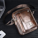 AGDHERSNVX Small Crossbody Bags for Men Women,Genuine Leather Messenger Purse,Trendy Design Satchel Bag with Adjustable Shoulder Strap Brown