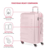 SwissGear 7366 Signature Hardside Expandable Luggage with Spinner Wheels, TSA Lock, Pink, Checked-Medium 23-Inch