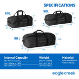 Eagle Creek No Matter What Duffel Bag - Eco Friendly Duffel for Sustainable Travel - Adjustable Shoulder Strap - Multiple Carry Options - Easy to Store - Black - 60L