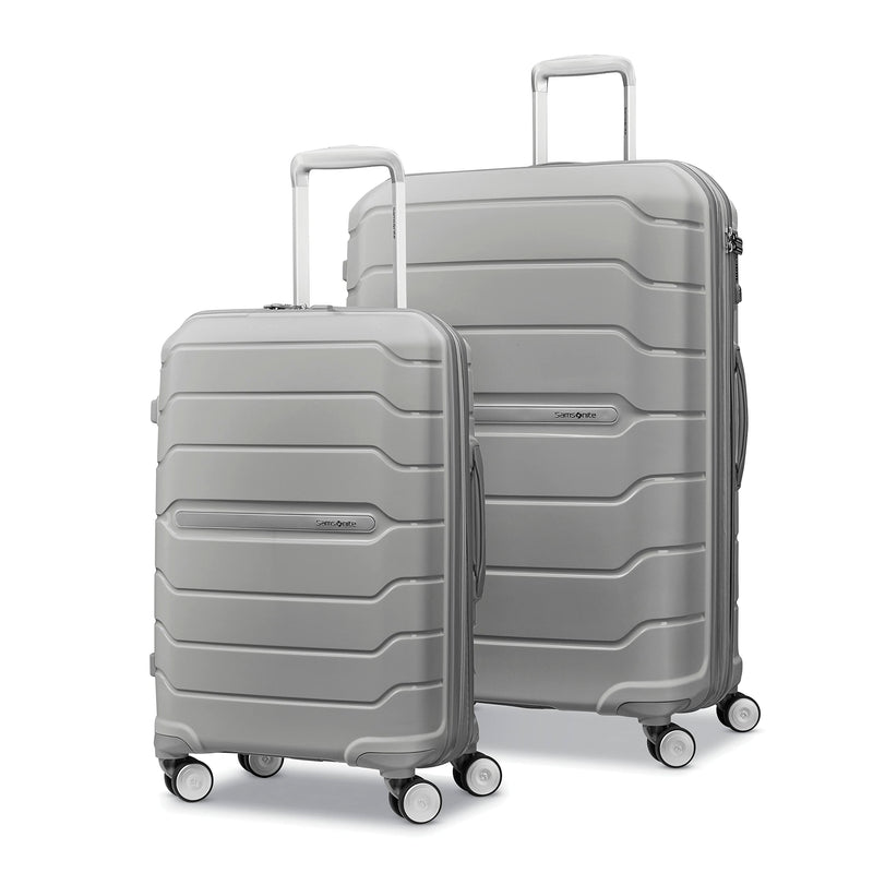 Samsonite Freeform 2-Piece Luggage Set - Carry-On & Large Checked Luggage with Dual Spinner Wheels - Durable Polypropylene Hardshell - TSA Lock, Airline-Approved - Expandable Hard Shell - Light Grey