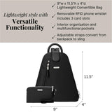 Baggallini Metro Backpack with RFID Phone Wristlet - 9x11 Convertible Sling Bag for Women with Adjustable Shoulder Straps