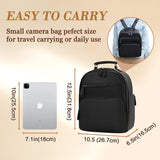 Divvia Small Camera Backpack Classic PU Leather for DSLR, Professional Camera Bag for Photographers with 11 Inch Pad/Tablet Compartment Small 10L Black
