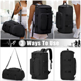 Gym Bag for Men Women with Shoes Compartment - Duffle Bag, Travel Backpack, Sports Backpack, Weekender Overnight Bag with Wet Pocket - Black, MIYCOO