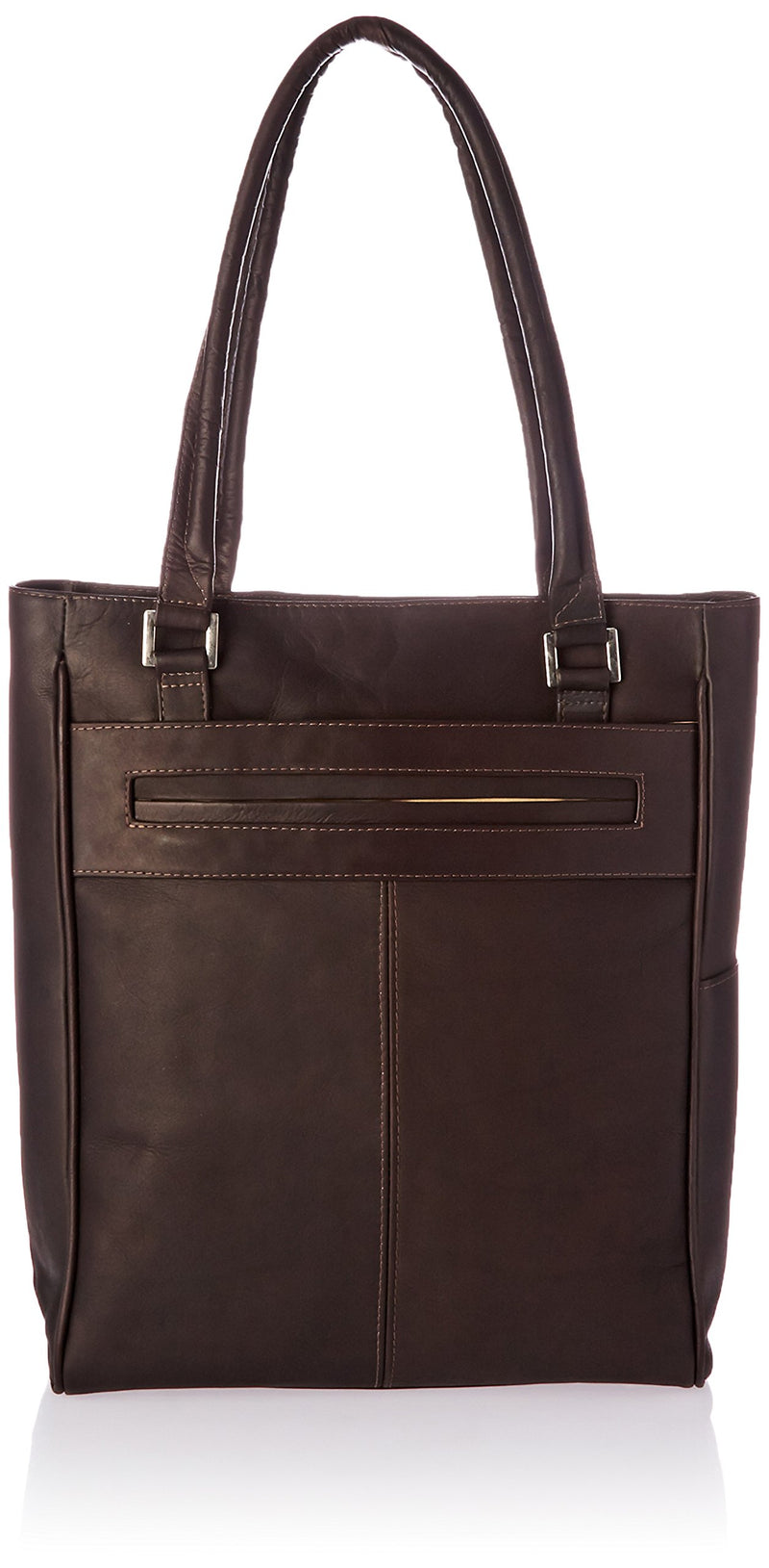 Piel Leather Vertical Laptop Tote, Chocolate, One Size