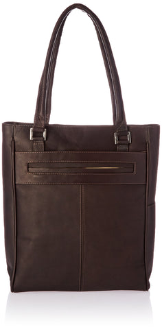 Piel Leather Vertical Laptop Tote, Chocolate, One Size