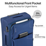 Hanke 3 Piece Luggage Sets Softside Expandable Carry On Luggage Set Travel Suitcase Sets with Spinner Wheels TSA Approved Luggage(Blue, 20in/24in/28in)