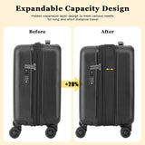 CENSIEN 16 Inch Underseat Carry On Luggage Airline Approved, Expandable Lightweight ABS+PC Hard Shell Suitcases with 360° Spinner Wheels, TSA Lock, YKK Zipper, for Business Weekender (Black, 1 PC)