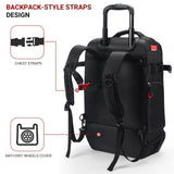 Rolling Backpack with Wheels – Airline Approved Underseat Carry-On Luggage 18x14x8, Water-Resistant Personal Item Bag with 2 Extra Replacement Wheels, Fits 15.6 Inch Laptop, Travel Backpack for Men