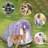 Cat Backpack Carrier Back Expandable Bubble Pet Carrier Backpack for Large Cat, Kitten and Dog, Designed for Hiking, Travelling and Outdoor Use (Back Expandable-Purple)