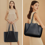 LOVEVOOK Work Tote Bags for Women - PU Leather Laptop Tote Bag for Women with Clutch, Large Capacity Office Purse Computer Briefcase for Casual Business Travel, Black